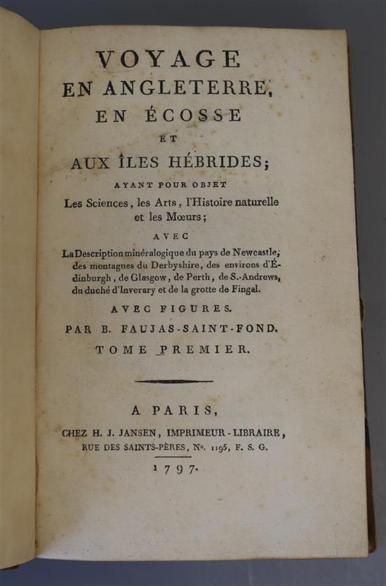 Faujas de Saint-Fond, Barthelemi - Voyage en Angleterre en Ecosse et aux Iles Hebrides, 2 vols, 8vo, half calf,